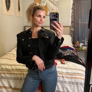 Driftwood Gigi Puff Sleeve Black Coated Pleather Jacket